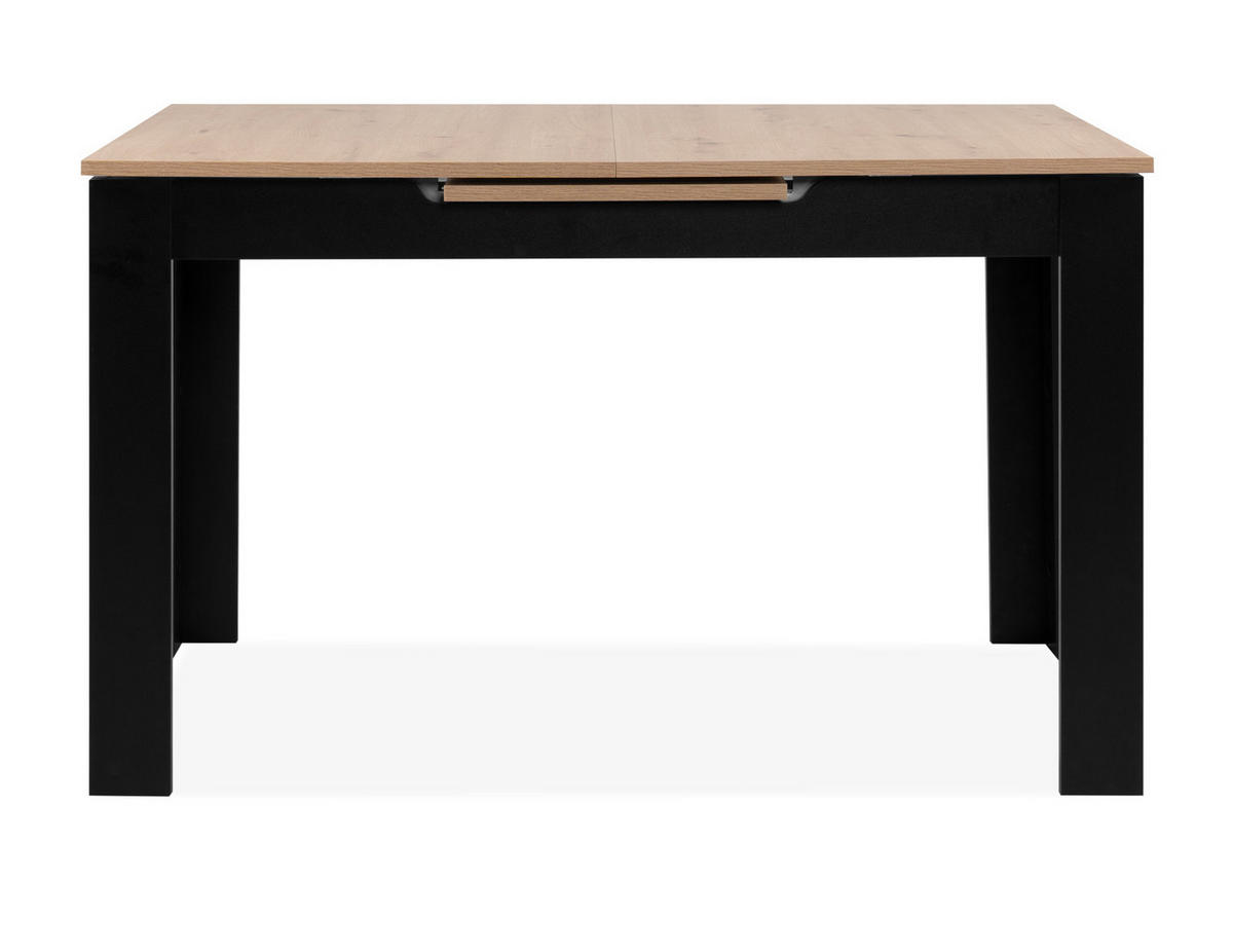 ESSTISCH Eiche Artisan, schwarz 125 - 165 cm, Küchentisch ausziehbar - Schwarz/Eiche Artisan, Holzwerkstoff (125/80/75cm) - Furn.Design