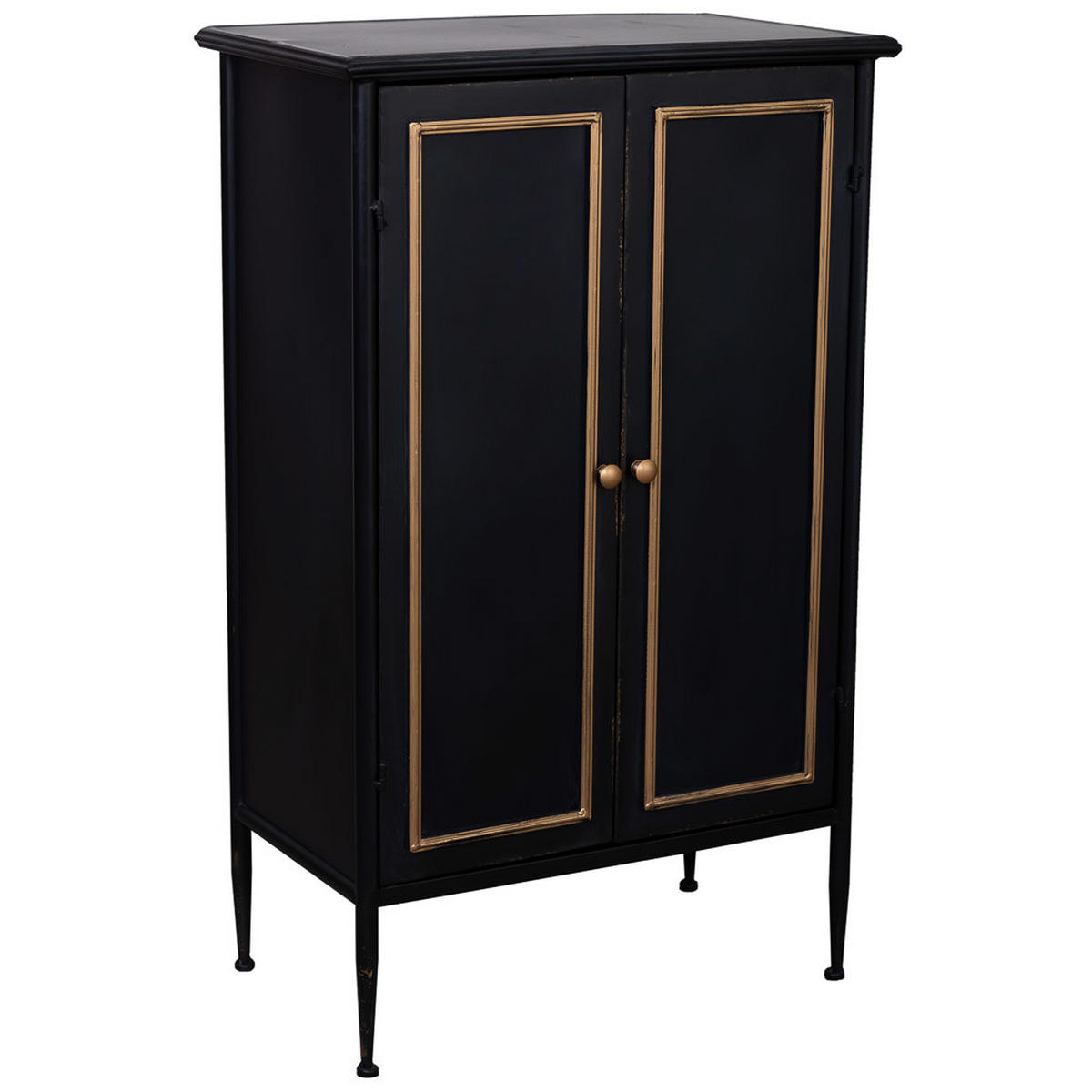 SCHRANK mit 2 Türen in gealtertem Schwarz 61x35x100 cm - Schwarz, Metall (61/100/35cm) - Wanderlust