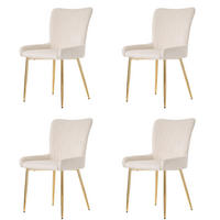 ESSZIMMERSTUHL 4er-Set Samt Beige mit goldfarbenen Metallbeinen - Beige, Metall (47/85/58.1cm) - Meubliv