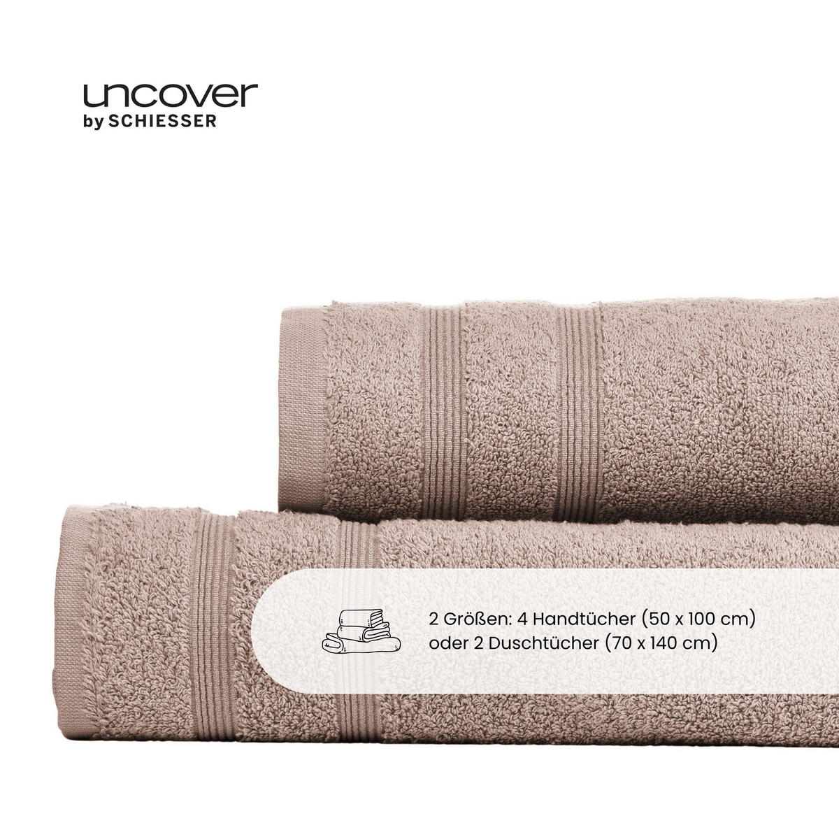 DUSCHTUCHSET Brooklyn - 2-teilig - 70x140 cm - Taupe - Taupe, Textil (70/140cm) - Uncover by Schiesser