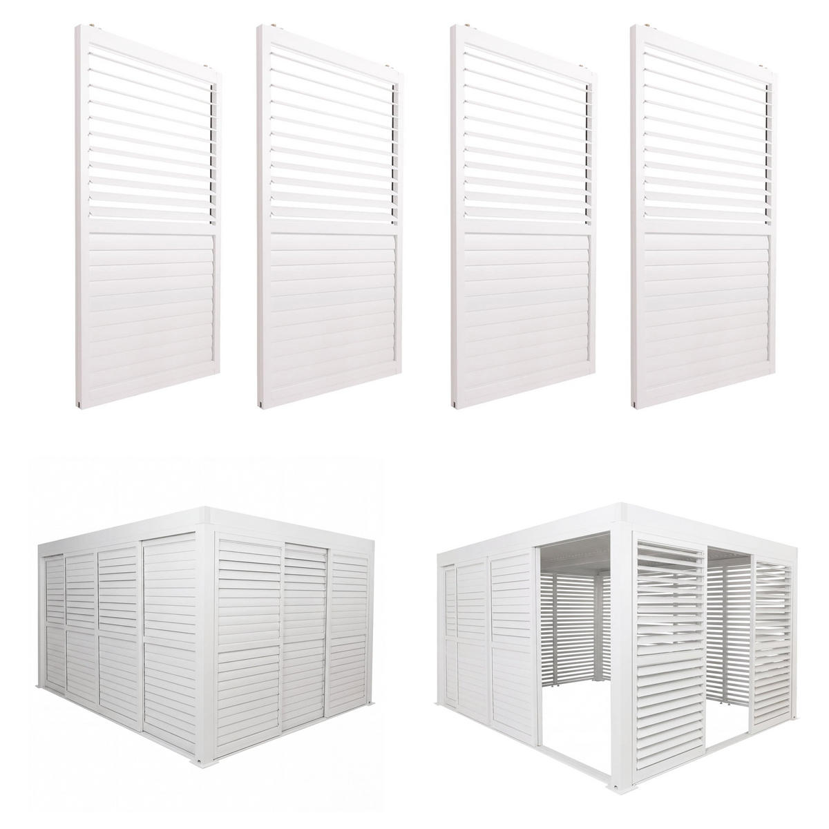 SCHIEBETÜR FÜR PERGOLA Weiß 4er-Set-Set - Weiß, Metall (369/206/10cm) - MCW