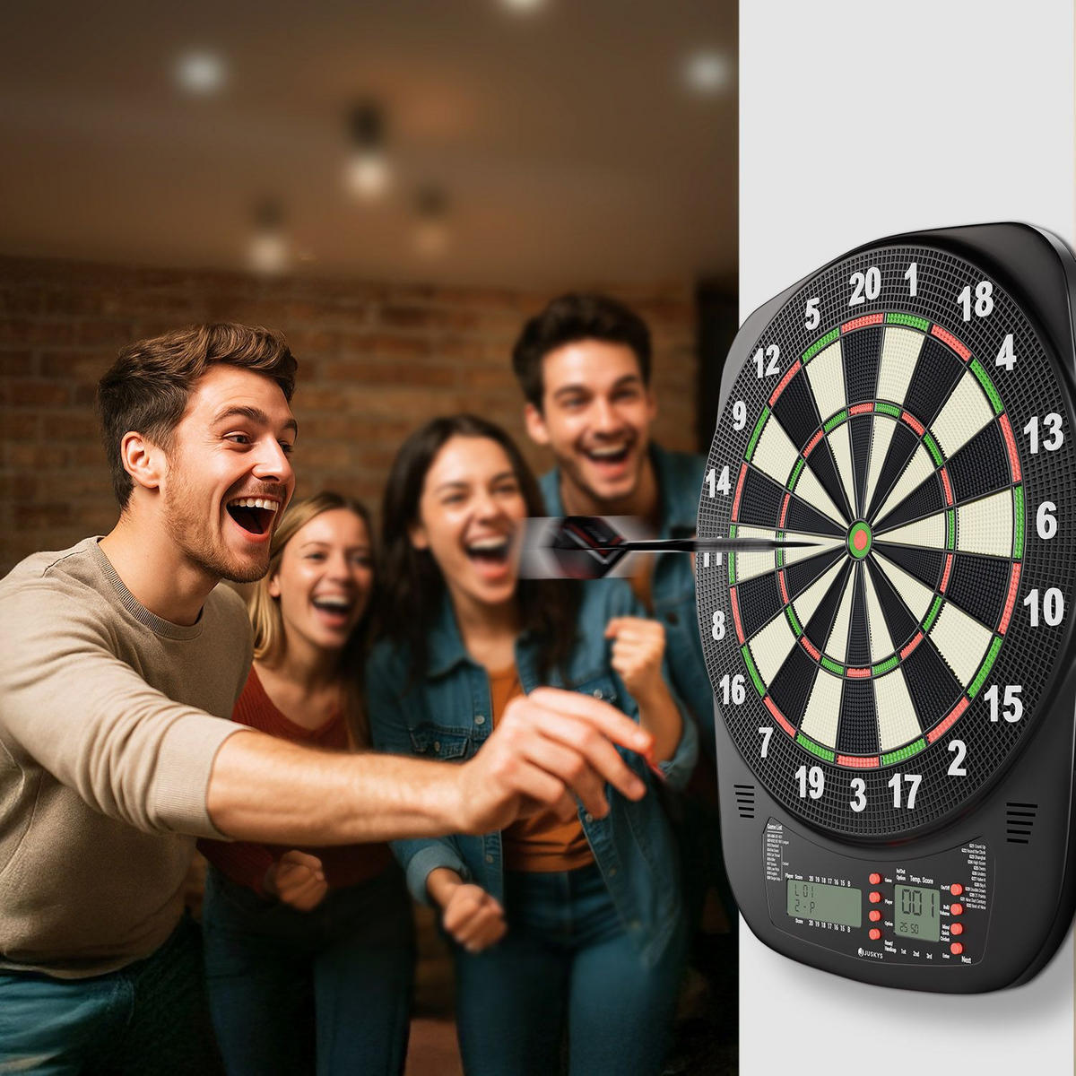 ELEKTRONISCHE Dartscheibe 32 Spiele - Schwarz, Kunststoff (52/3cm) - Juskys