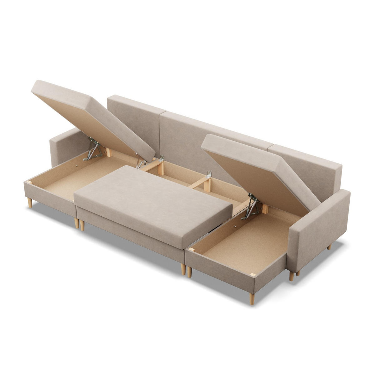 U-ECKSOFA MIT SCHLAFFUNKTION BLANK, Beige - Beige, Textil (294/92/140cm) - Mebligo
