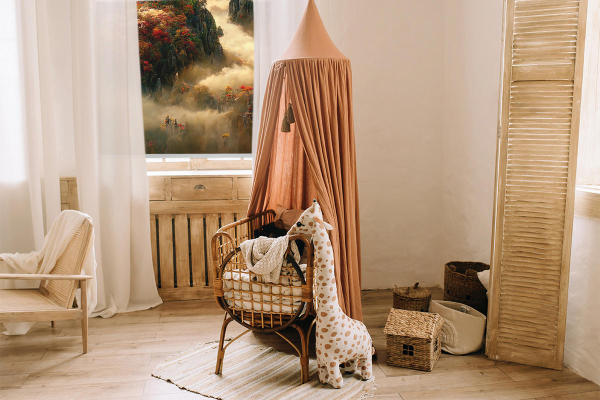 VNÚTORNÁ roleta - okenná roleta - roleta - 80x140 cm - Výhľad na hory - hnedá, plast (80/140/0.5cm) - TULUP