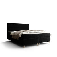 BOXBETT FLO mit Matratze H3, Bonell und Topper 180x200 Itaka 15 - Schwarz, Holz/Textil (180/200cm) - Bedante