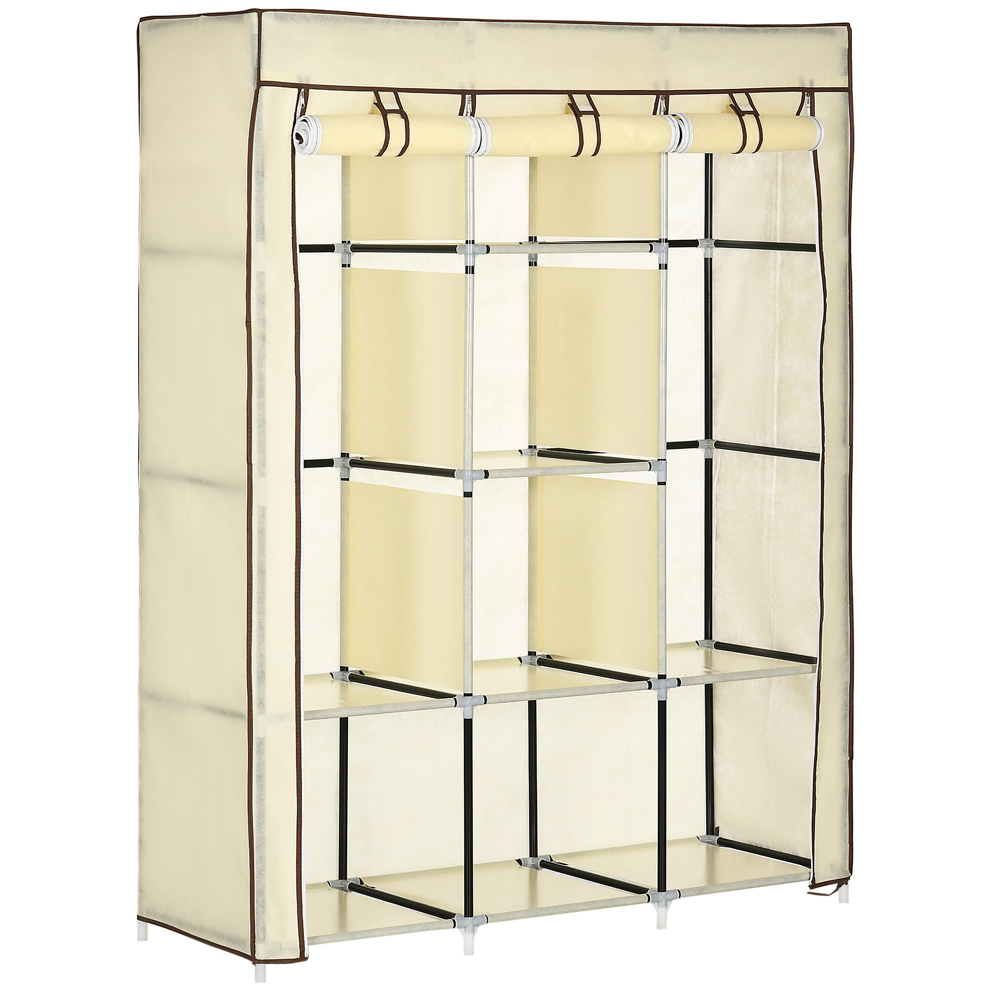 STOFFSCHRANK, 8 Ebenen, Cremeweiß, 125 x 43 x 162,5 cm - Weiß, Metall (125/162.5/43cm) - HOMCOM