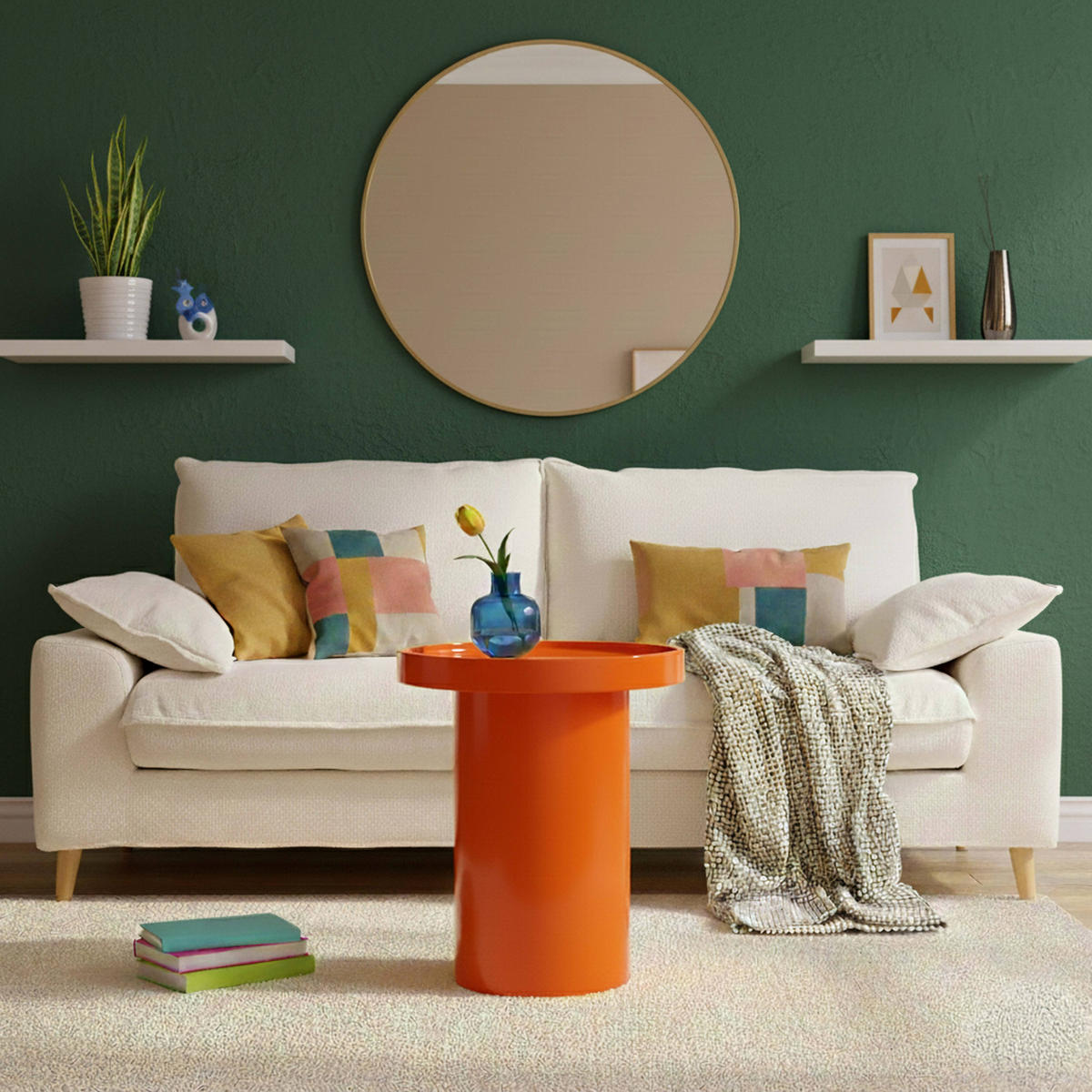 COUCHTISCH, Orange - Orange, Holzwerkstoff (40/40/51cm) - Oviala