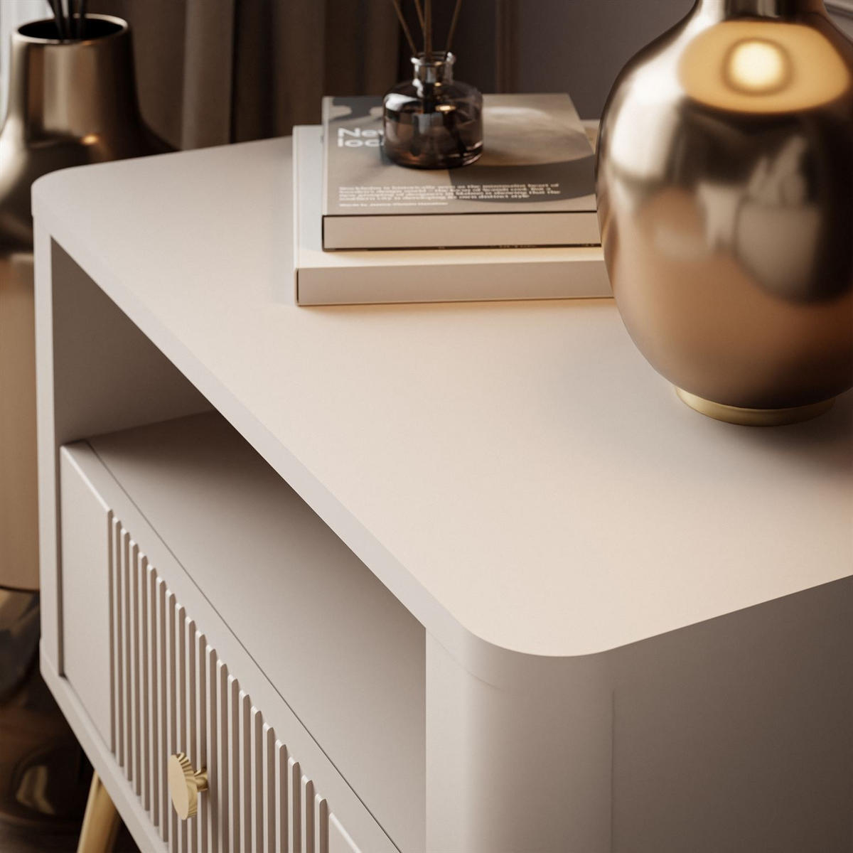 NACHTTISCH ELYSIA KASCHMIR mit Schublade - Kaschmir, Holzwerkstoff (65/55/39cm) - Lookway