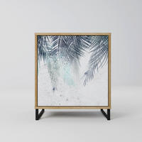 SIDEBOARD PALM VEIL, Eichefarben, 57,5x42x67,5 cm, Schwarze Metall-Rahmenfüße - Eichefarben/Multicolor, Holzwerkstoff/Metall (57.5/67.5/42cm) - SpaceRebels