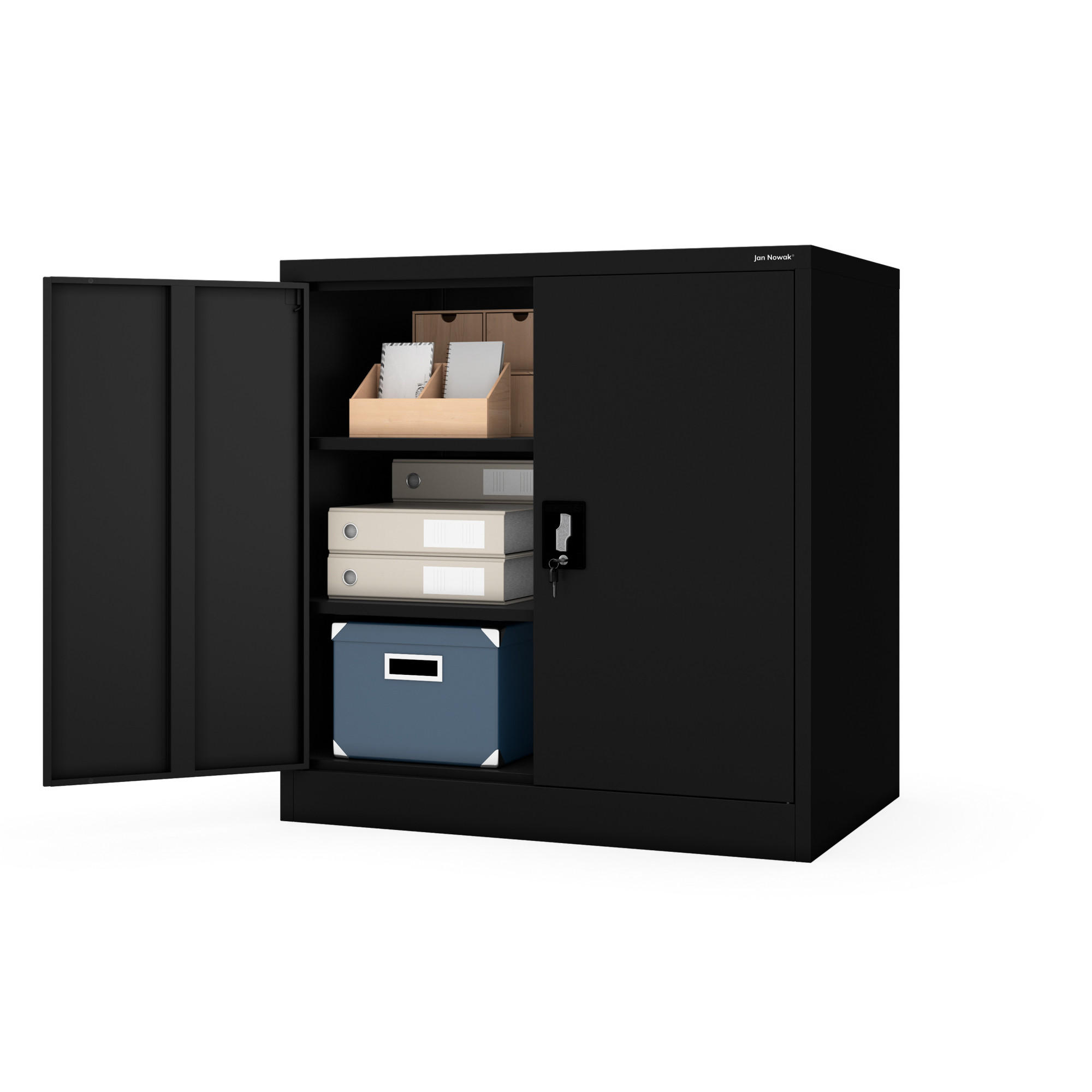 METALLSCHRANK mit Schloss für Büro und Werkstatt BEATA D600 - Schwarz, Metall (93/90/60cm) - Jan Nowak