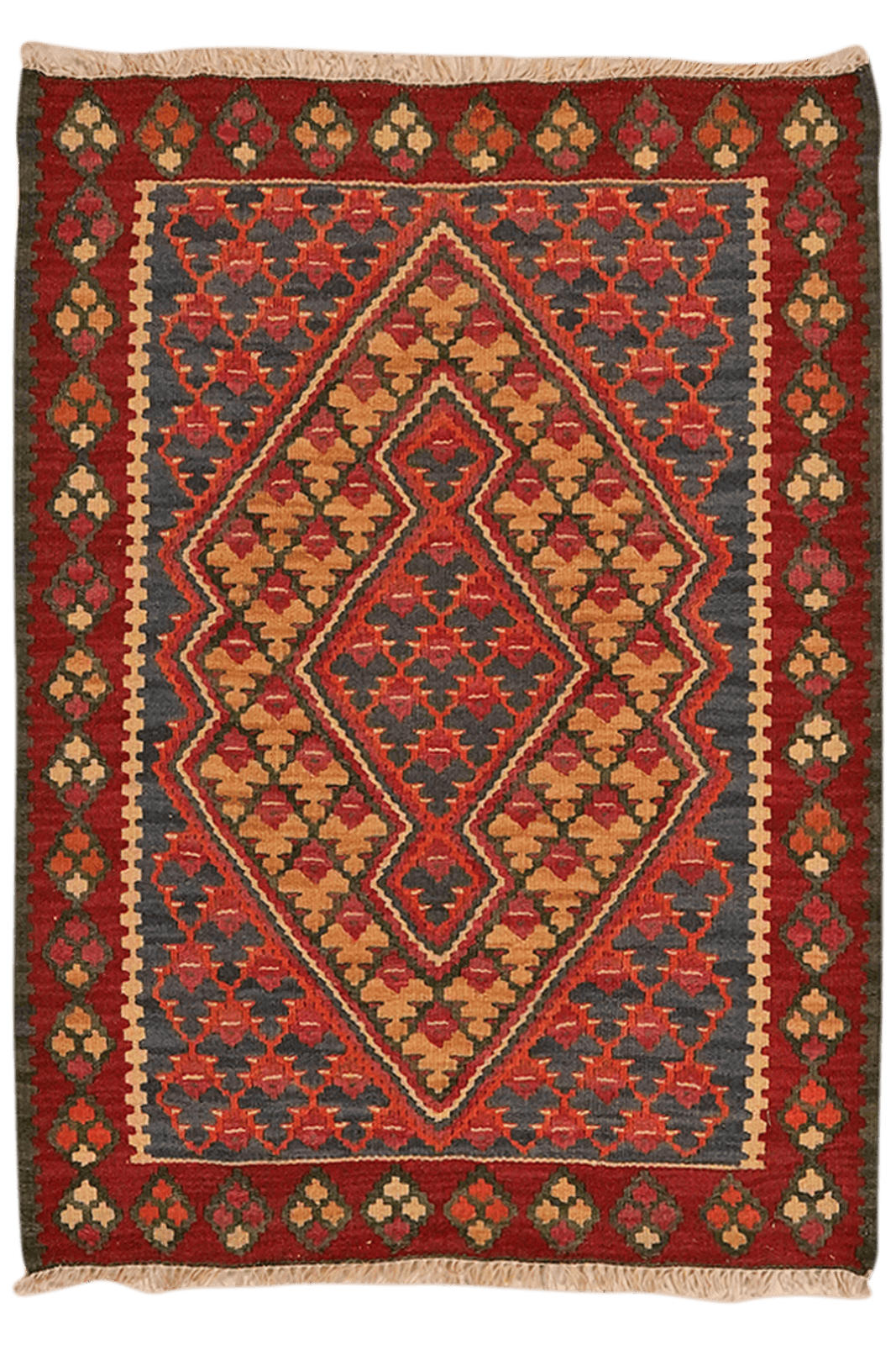 KELIM-TEPPICH handgewebt Senneh Blau 85/62 cm Schurwolle - Blau, Textil (62/85cm) - Looma