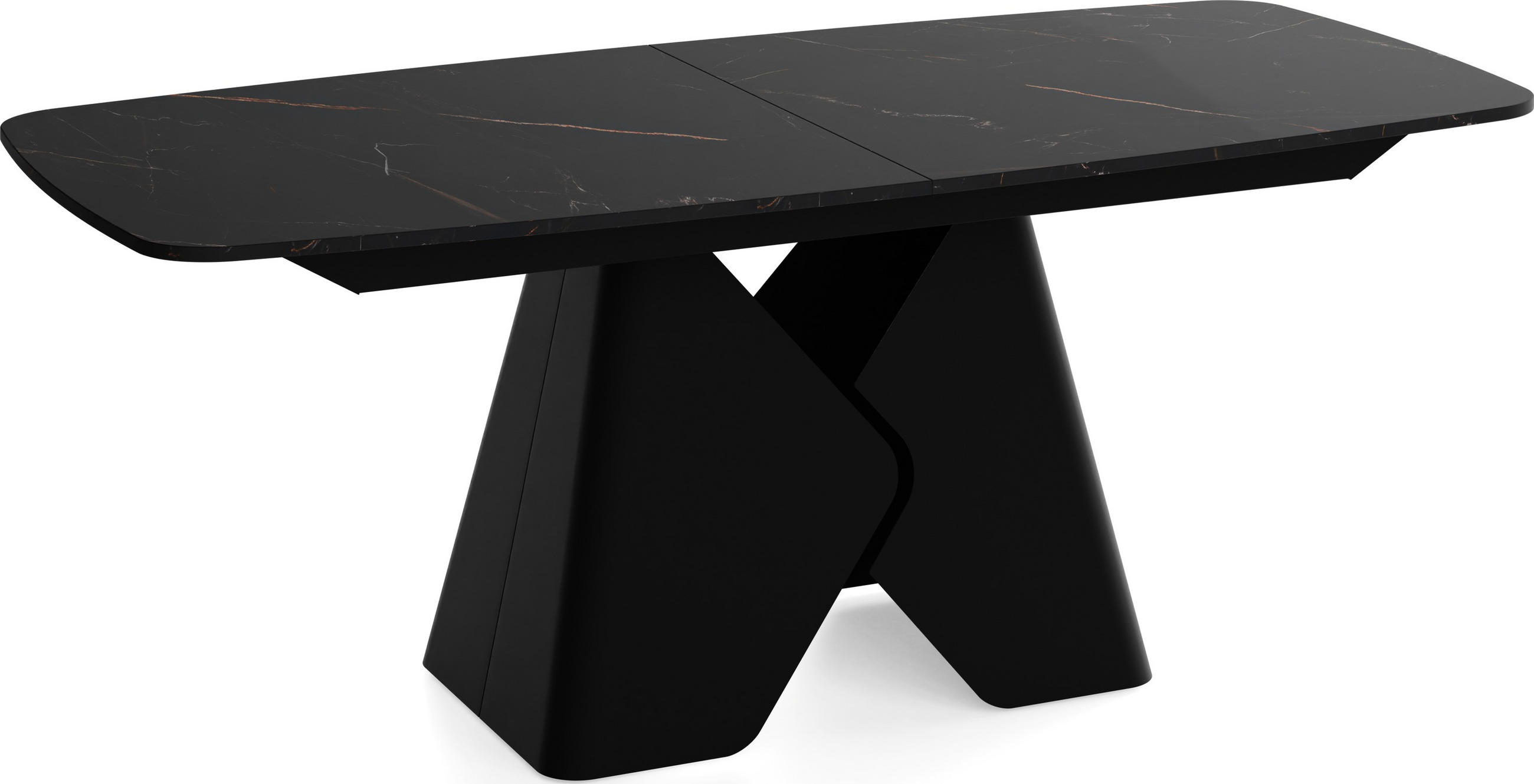 ESSTISCH Vanta rechteckig ausziehbar verlängerbar mit Schwarzem Metallgestell, Schwarz Marmor Kupfer 180-270/90/76 cm - Schwarz/Kupferfarben, Holzwerkstoff/Metall (90/270/76cm) - WFL GROUP