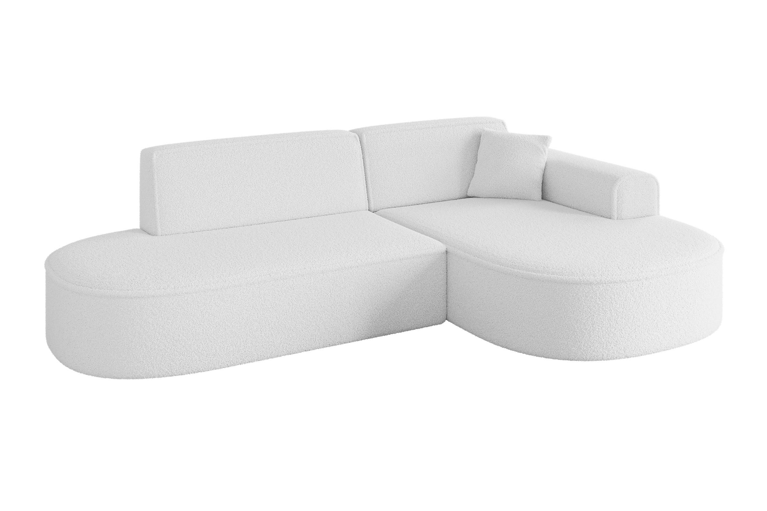 ALTDECOR ROHOVÁ SEDACÍ SOUPRAVA s otomanem vpravo MARI-L1 – 243 × 171 × 79 cm, bílá buklé