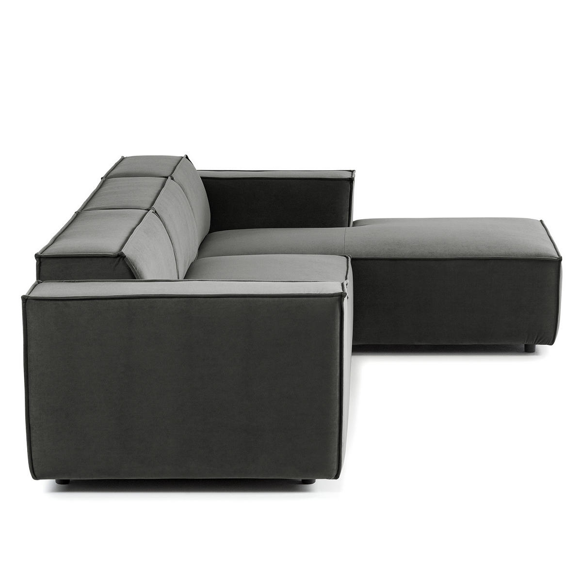 ECKSOFA mit Longchair - Schwarz/Grau, Kunststoff/Textil (294/177cm) - home24