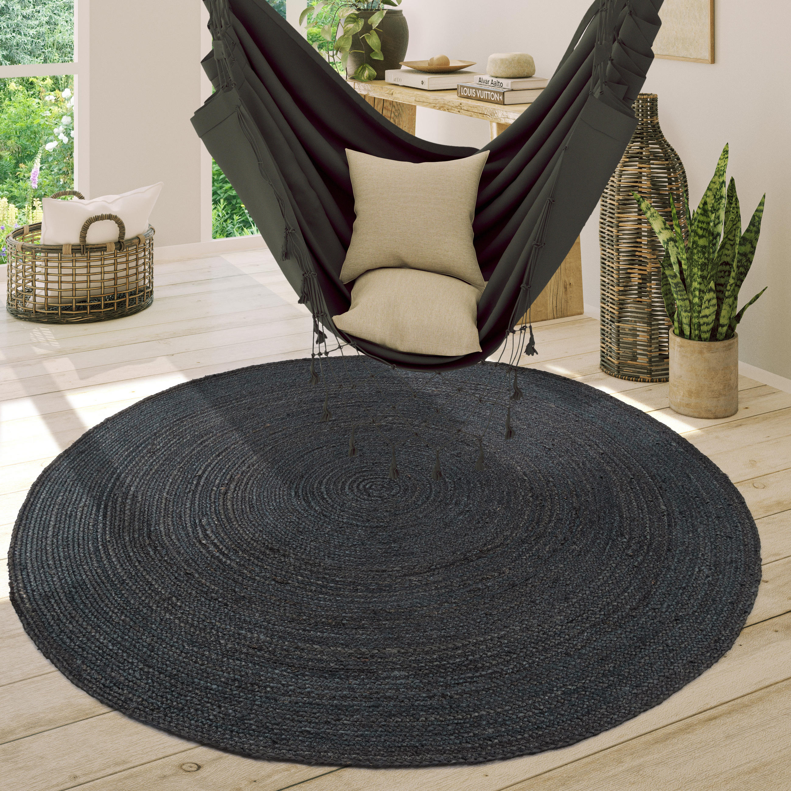HOCHFLORTEPPICH 120/120 cm Viborg 595 - Anthrazit, Textil (120/120cm) - Paco Home