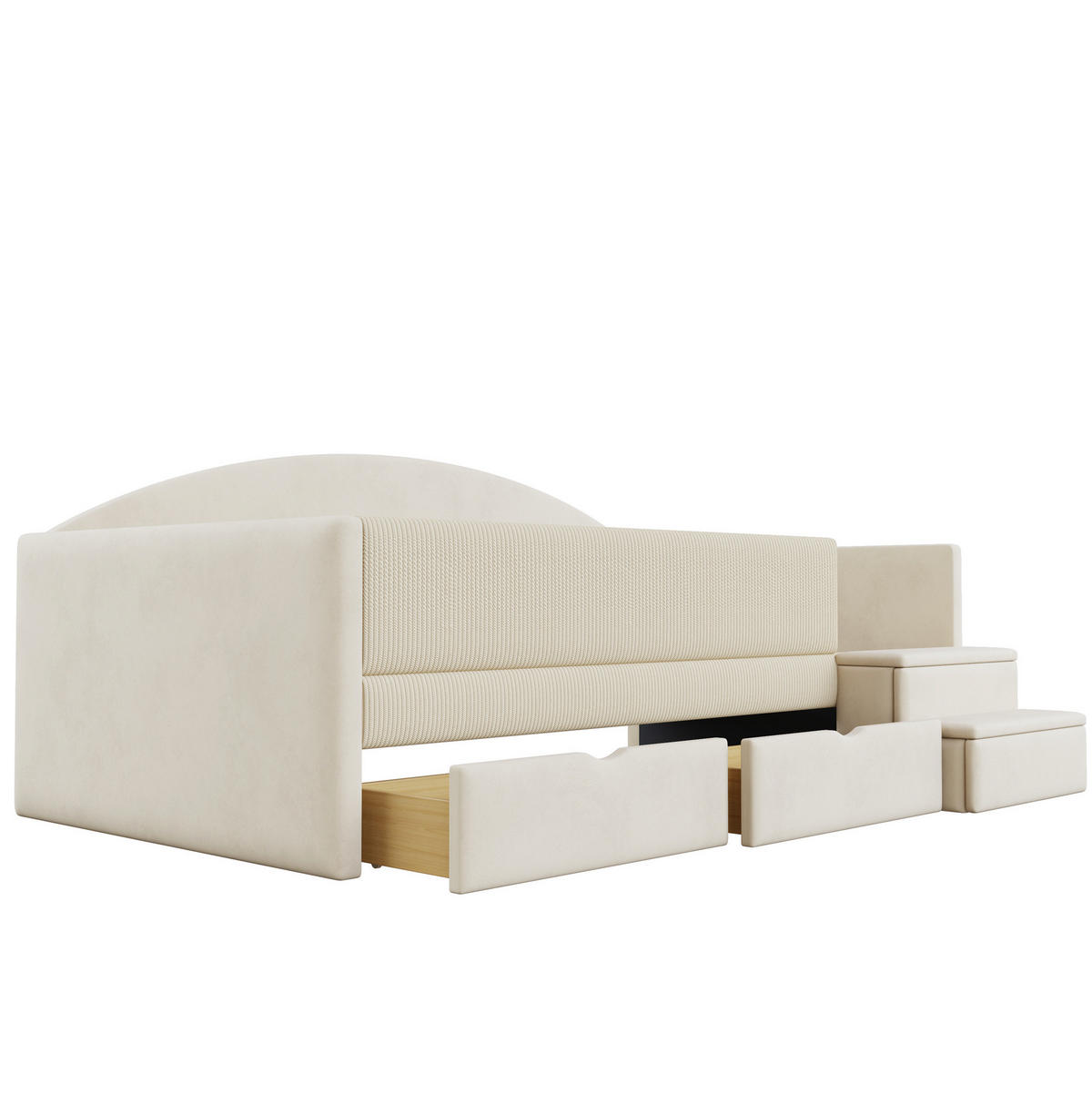 POLSTERBETT 90/190 cm in Beige mit Schubladen und Stufen - Beige, Textil (90/190cm) - Flora Grace
