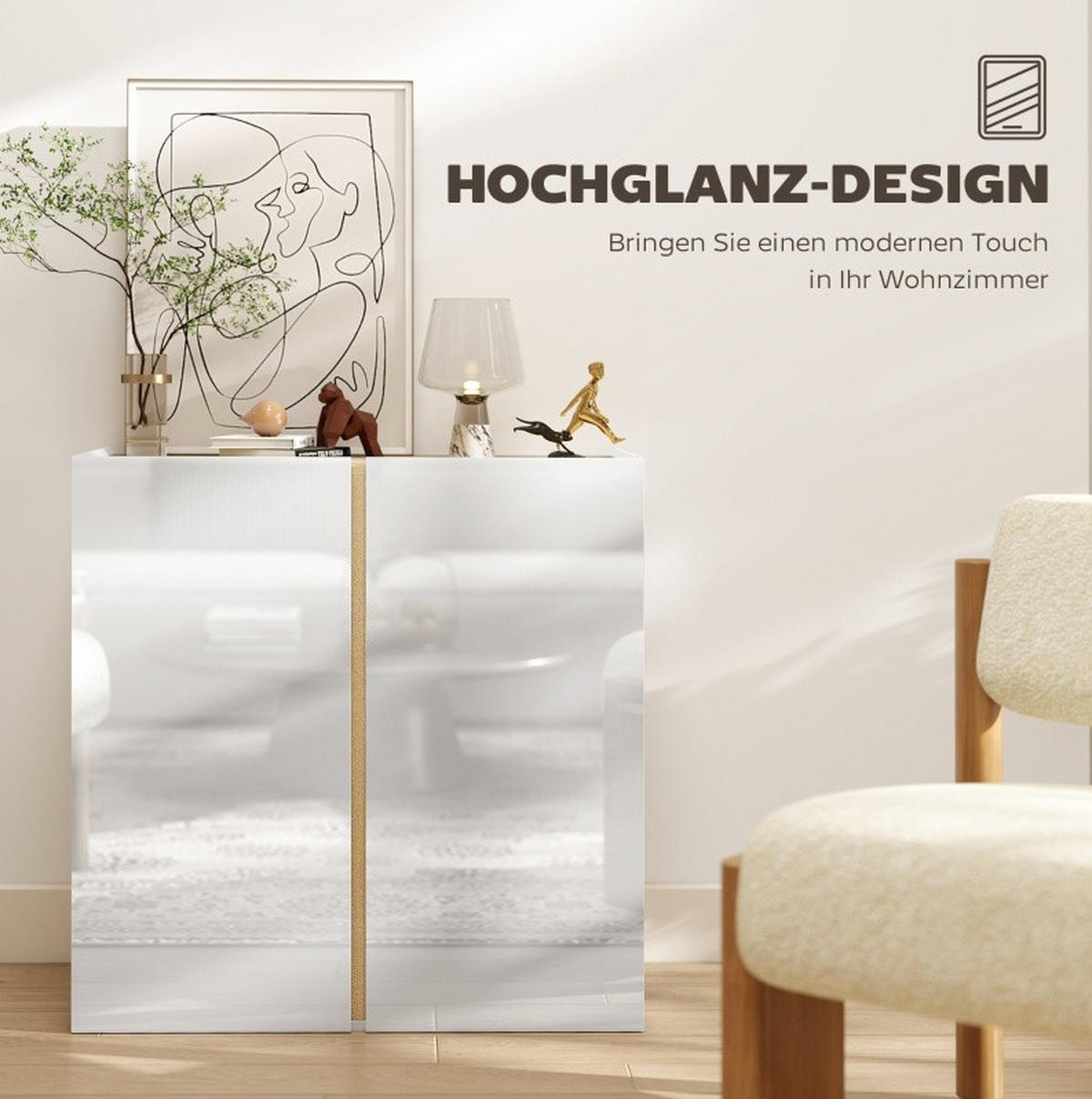 SIDEBOARD 80/40/80 cm mit Soft-Close-Türen und verstellbarem Regal, Weiß - Weiß, Holz (80/80/40cm) - Redom