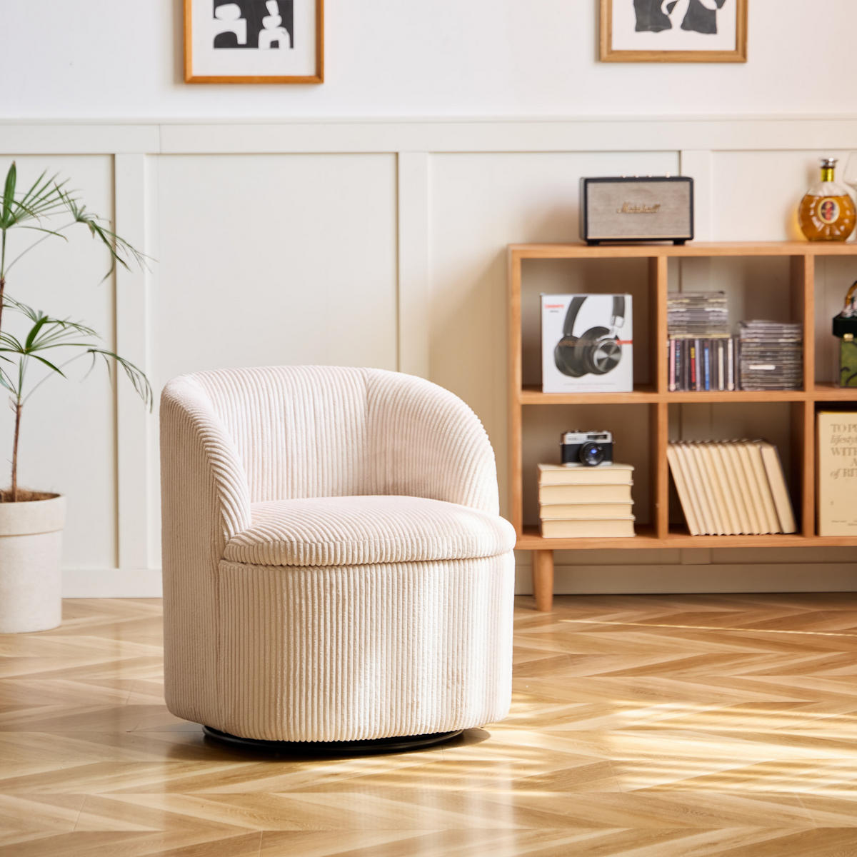 SESSEL Samt Beige - Beige, Textil (61/69/62.5cm) - Nordlys