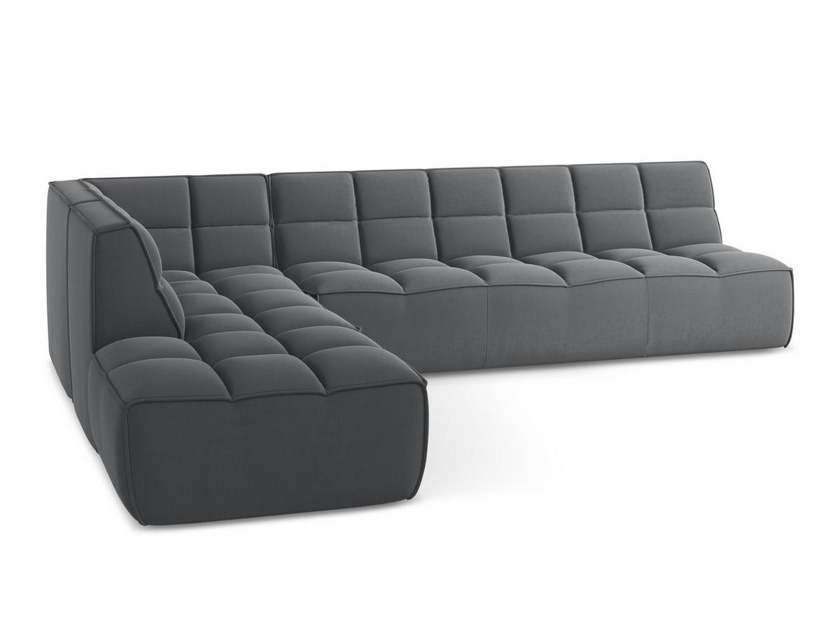 ECKSOFA Beidseitig Samt Stoff Grau - Dunkelgrau/Schwarz, Kunststoff/Textil (308/258cm) - Makamii