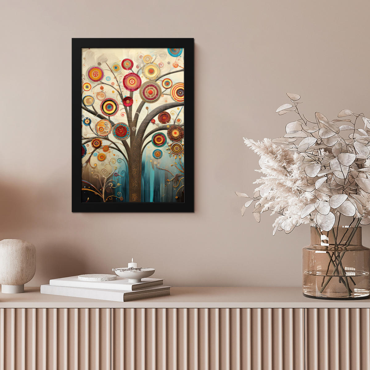 GERAHMTES BILD Baum - Baum des Lebens - Farbe 20x30 cm - Braun, Papier (20/30cm) - MuchoWow