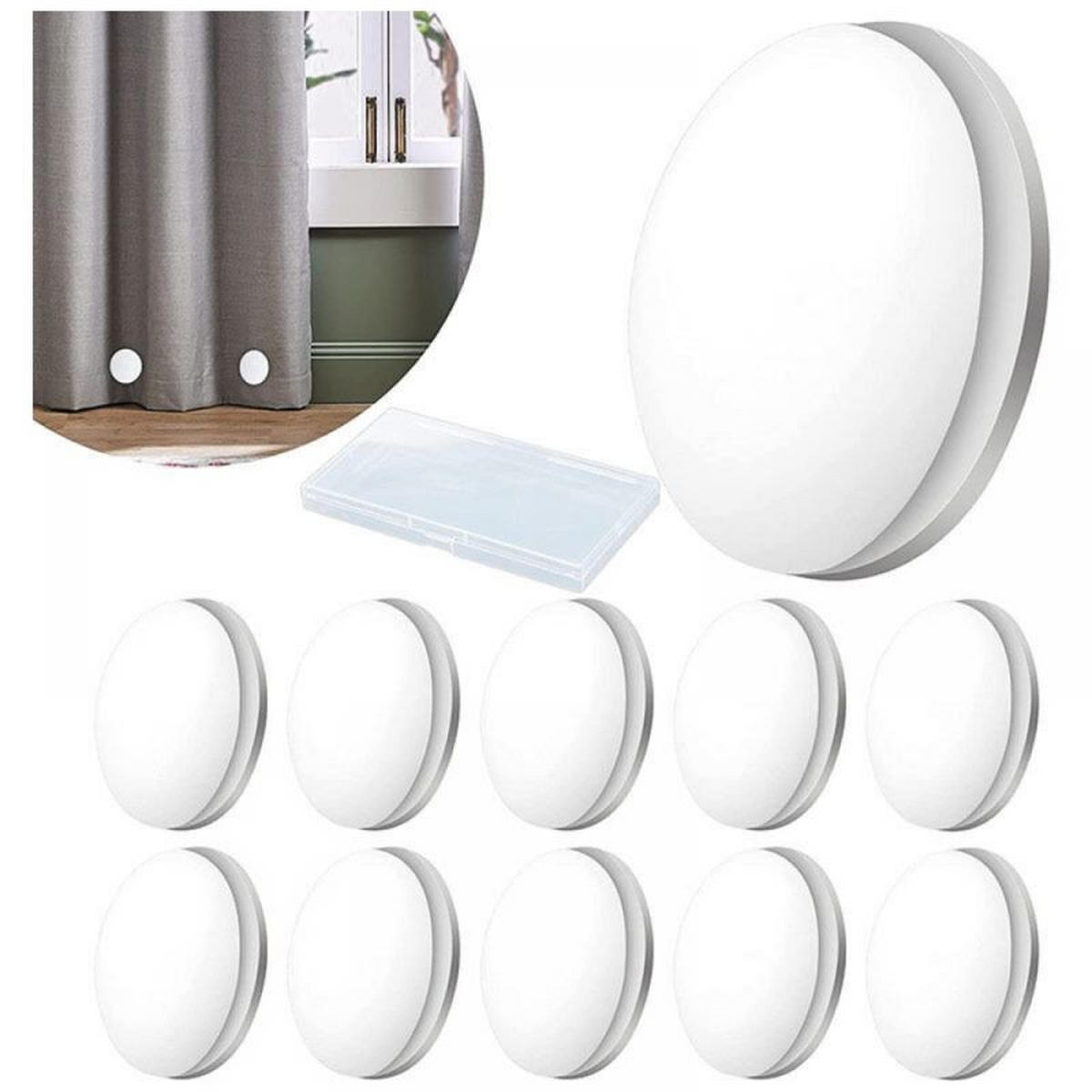 DUSCHVORHANG 10er-Pack Weiß wasserdicht mit Beschwerungssteinen - Weiß, Metall (13/2/19cm) - MCBOSON
