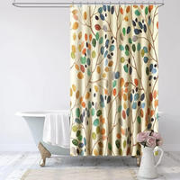 DUSCHVORHANG Beige botanisch bunt Muster schimmelresistent mit Haken - Weiß, Textil (180/180cm) - MCBOSON