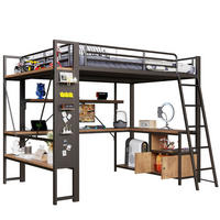 HOCHBETT 140/200 cm Schwarz aus Metall und MDF mit Schreibtisch - Schwarz, Metall (140/200cm) - OKMYHOME