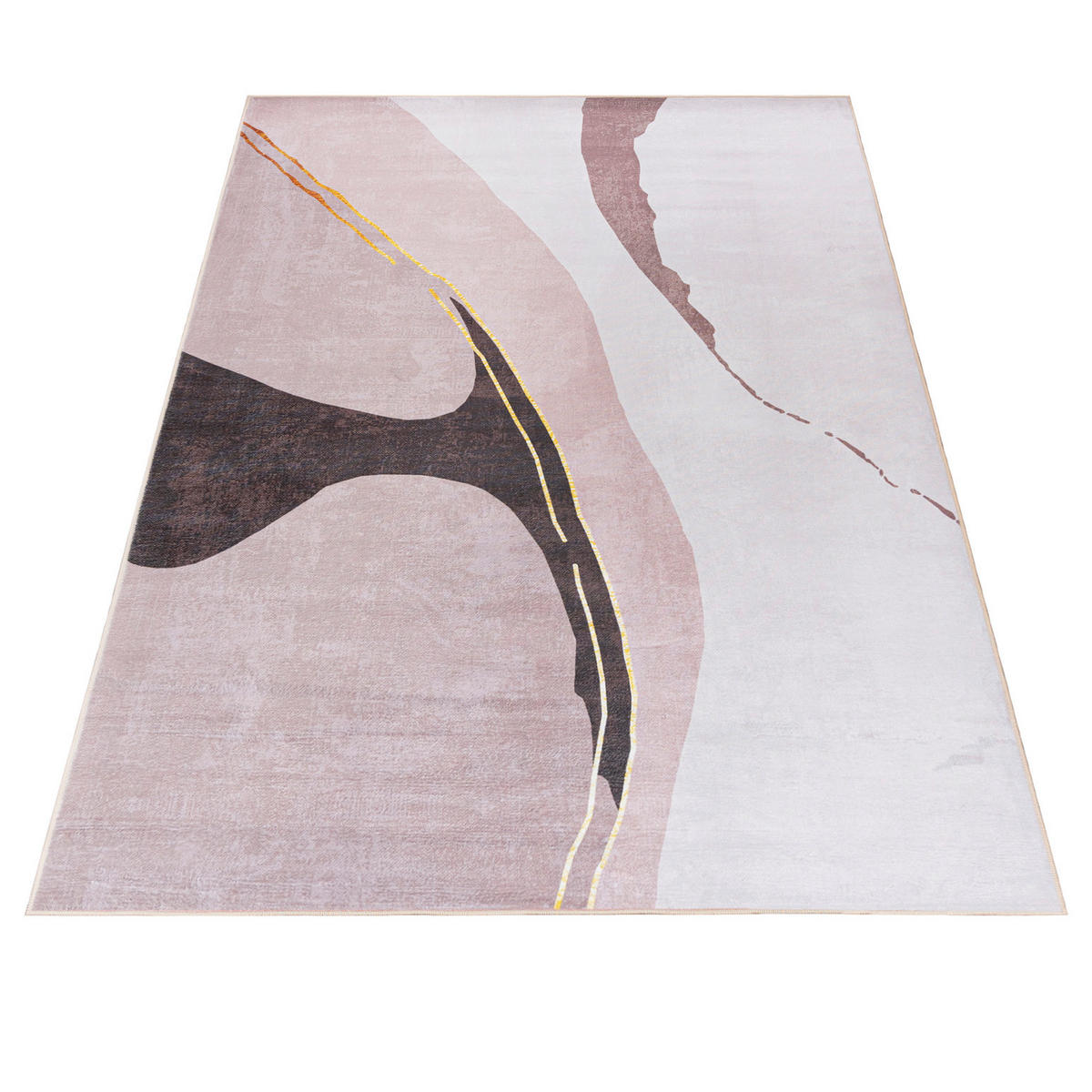 TEPPICH Beige Modern Geometrisch, Glamour - Kurzflor Rechteckig, Modern, Stilvoll - 140 x 200 cm - Ecru/Hellrosa, Textil (140/200cm) - Mazovia