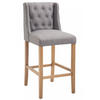 BARHOCKER Stoff hellgrau - Hellgrau/Naturfarben, Holz/Textil (56/111/51cm) - CLP