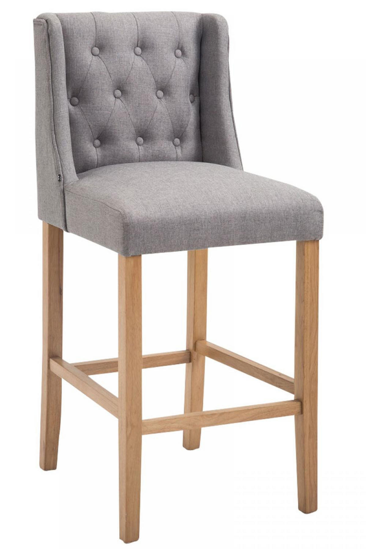BARHOCKER Stoff hellgrau - Hellgrau/Naturfarben, Holz/Textil (56/111/51cm) - CLP