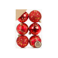 WEIHNACHTSORNAMENTE 6er-Set Ornamente rot Mix 8 cm - Rot/Goldfarben, Kunststoff (8/8/8cm) - LAALU