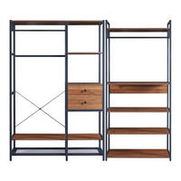 GARDEROBEN-SET 2 TLG. Larem - Walnussfarben/Schwarz, Holzwerkstoff/Metall (204/180/40cm) - [en.casa]