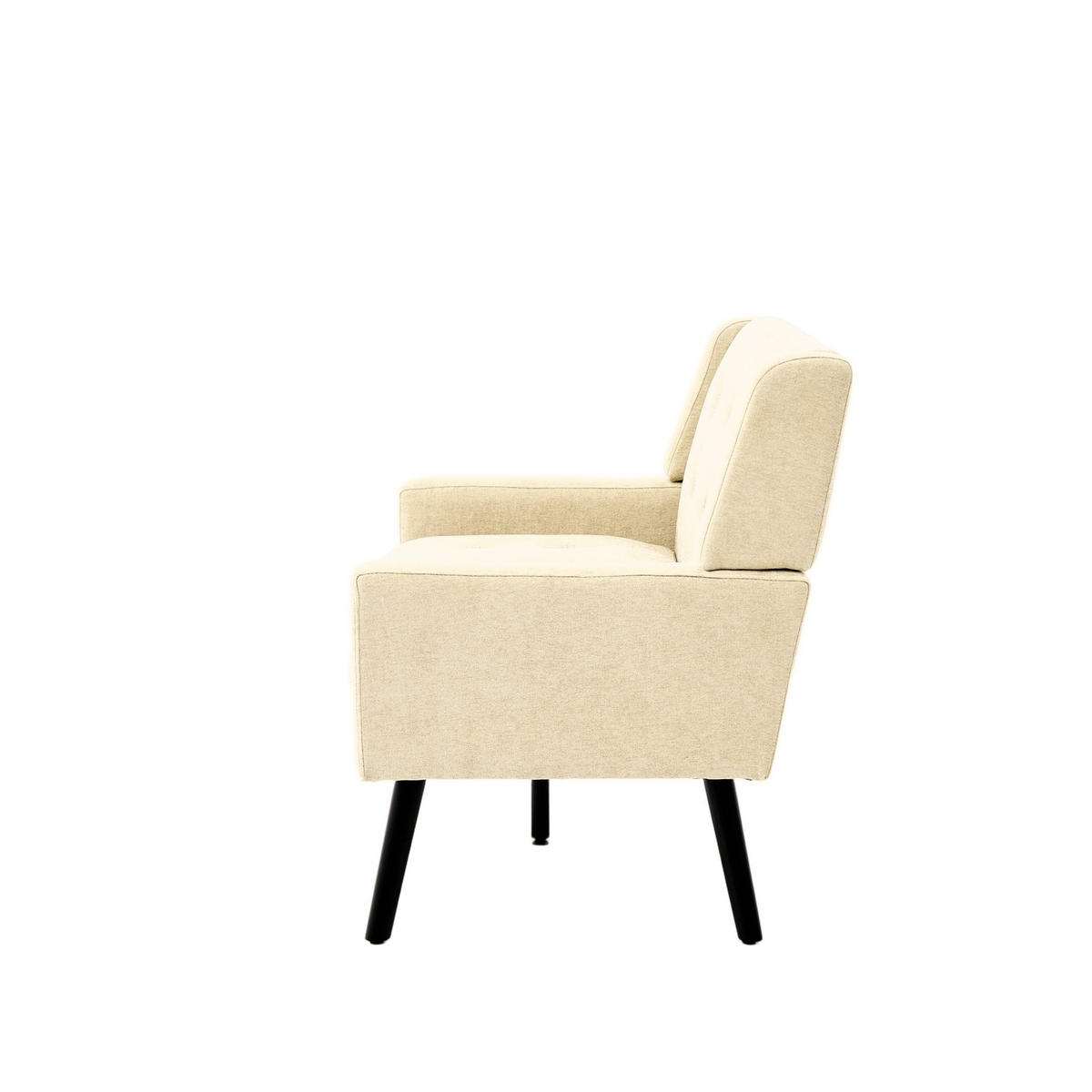 2-SITZER-SOFA Massivholz,dicke Schaumfüllung,Leinenstoff,Beige - Beige, Textil (119/88/75cm) - LVHOM