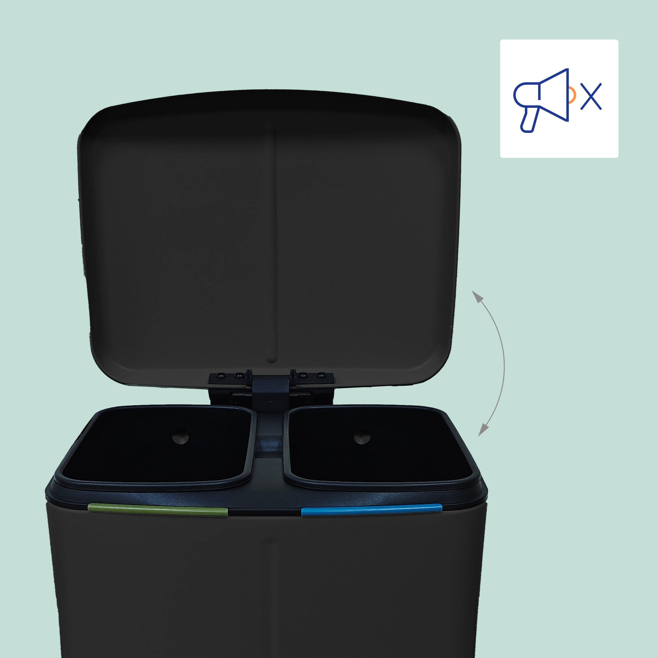 MÜLLEIMER - Schwarz, Kunststoff/Metall (44.5/60/41cm) - Relaxdays