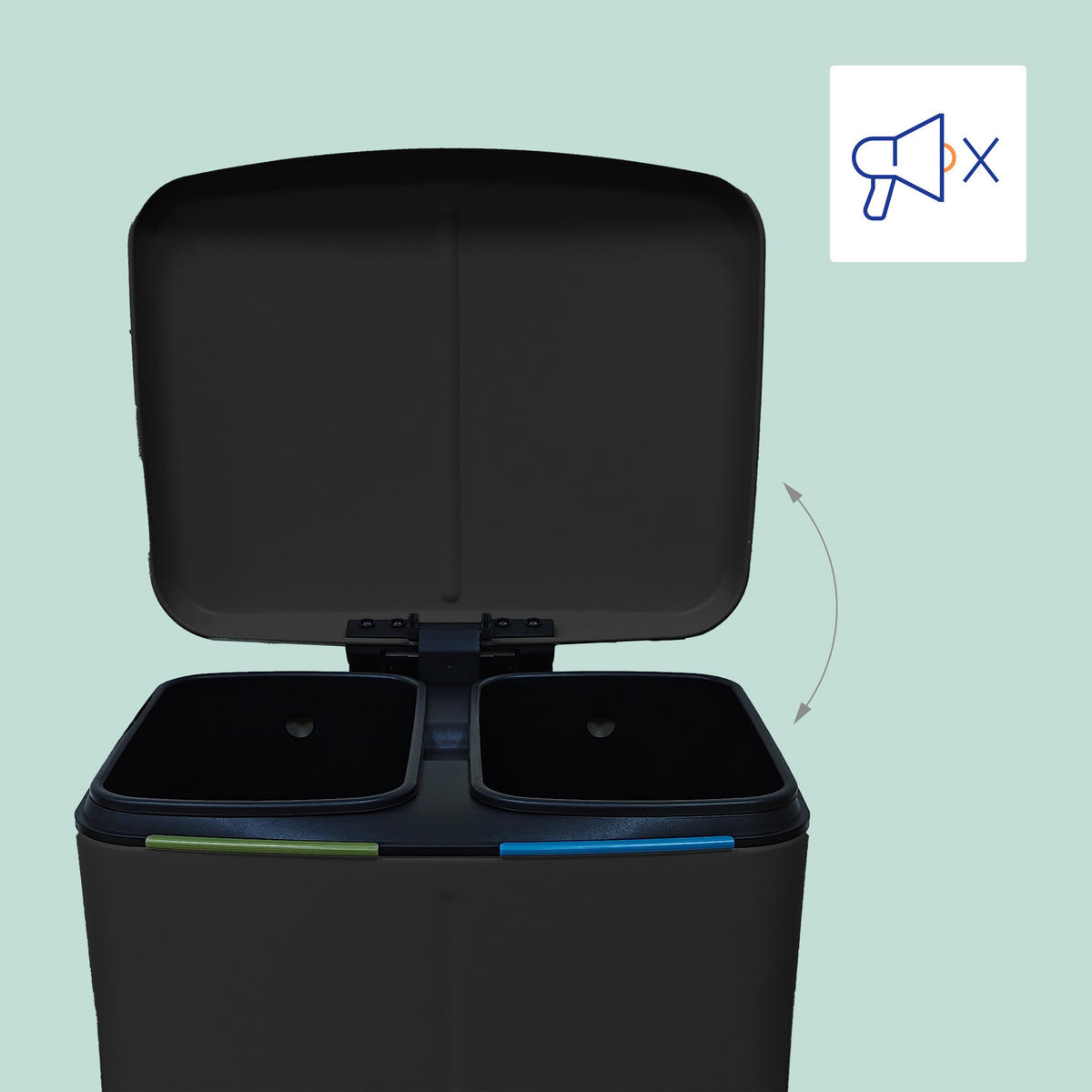 MÜLLEIMER - Schwarz, Kunststoff/Metall (44.5/60/41cm) - Relaxdays