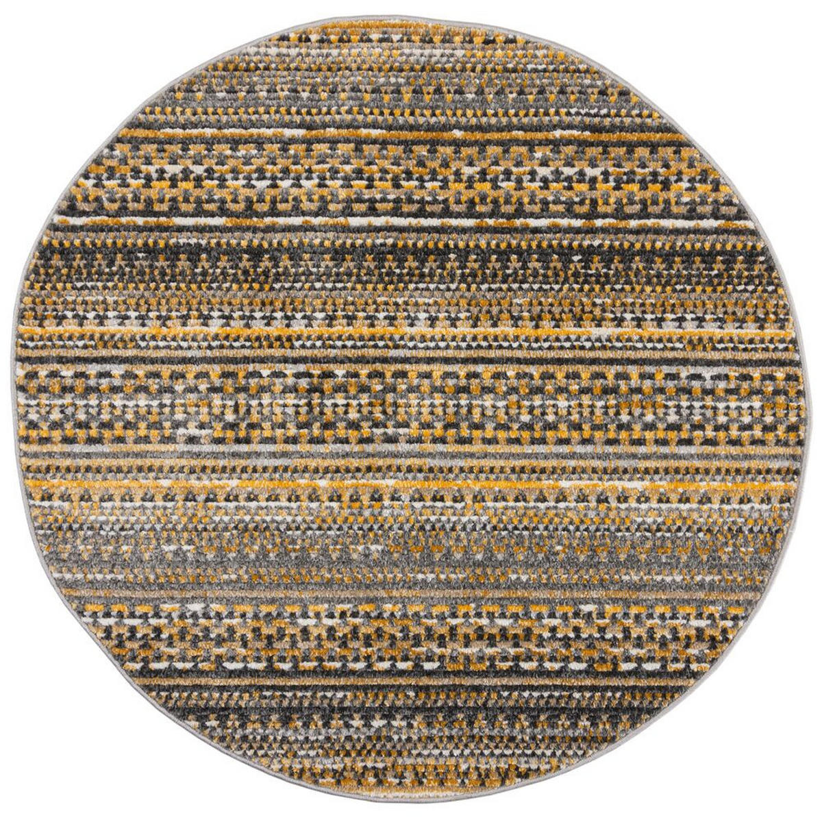 TEPPICH Streifen-Design, strapazierfähig PERRAN, Senfgelb 140x140 cm - Currygelb, Textil (140/140cm) - KADIMA DESIGN