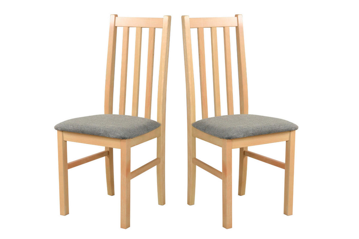 STUHL 2er Set BOS 10, grandson - Beige/Zinkfarben, Holz (43/94/40cm) - Leaf Design