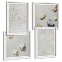 BILDER SET 4er Set - 50x50 cm & 40x60 cm Weißer Rahmen - Geometrische Pappsteine - Weiß, Kunststoff (50/50cm) - TULUP