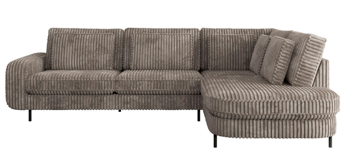 ROHOVÁ SEDAČKA CALENO L - Světle hnědá Manšestr - Levá Strana - černá/světle hnědá, kov/textil (317/225cm) - MKS