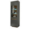 VITRINE anthrazit, Wotan Eiche, Vitrinenschrank 64 x 206 cm mit viel Stauraum - Eichefarben/Anthrazit, Glas/Holzwerkstoff (64/206/38cm) - Furn.Design