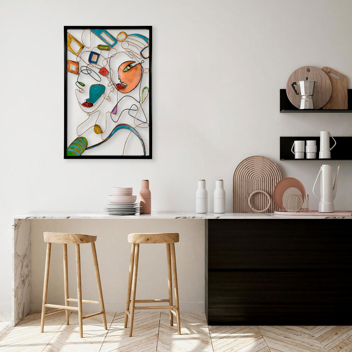 METALLBILD Bunt 60/90 cm - Goldfarben/Multicolor, Metall (2.45/90cm) - KUNSTLOFT