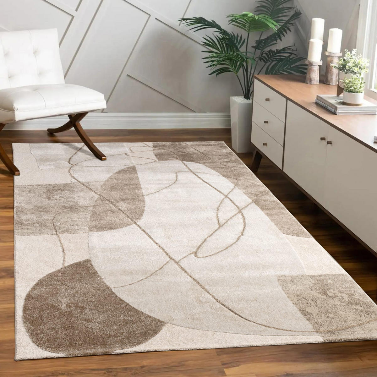 KURZFLORTEPPICH, abstrakt, aus Polypropylen, Florhöhe 11 mm, Beige, 120 x 160 cm - Beige, Textil (120/160cm) - KADIMA DESIGN