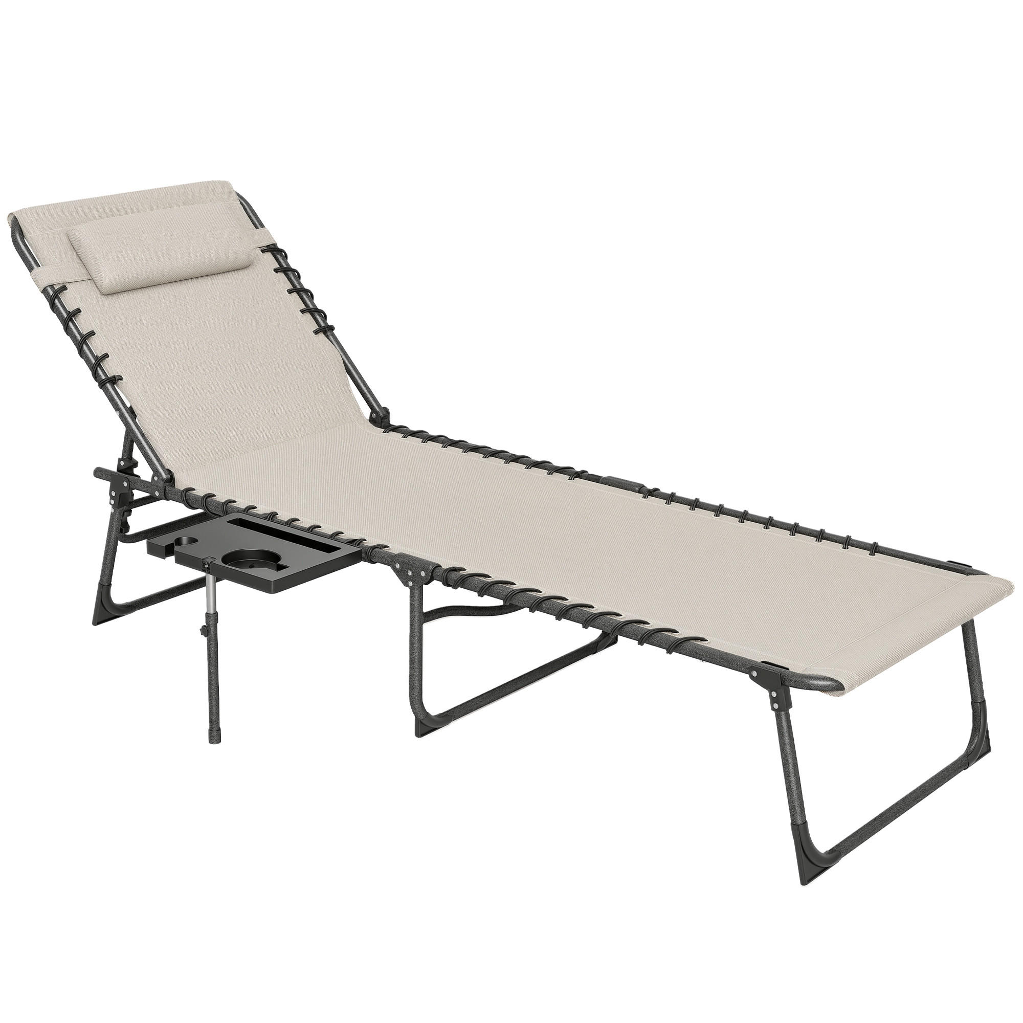 SONNENLIEGE Klappbare Sonnenliege, 190 x 60 x 31 cm ,Creme - Creme, Metall (60/31/190cm) - Vallsero