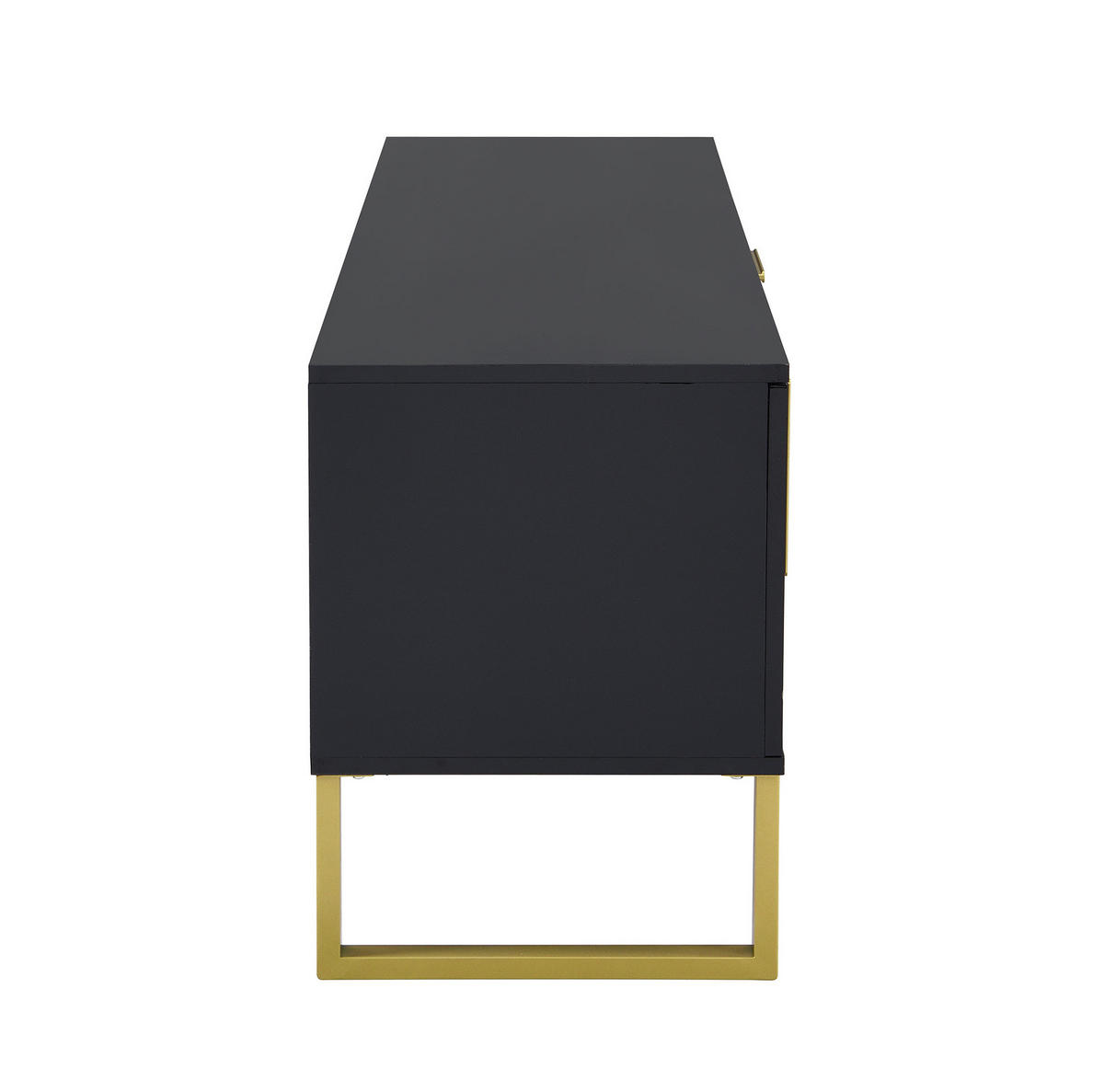 TV-SCHRANK aus MDF 170x40x53,5 cm Schwarz mit 4 Türen, Kabeldurchlässen und Hochglanzoberfläche - Schwarz, Holzwerkstoff (170/53.5/40cm) - Modfu