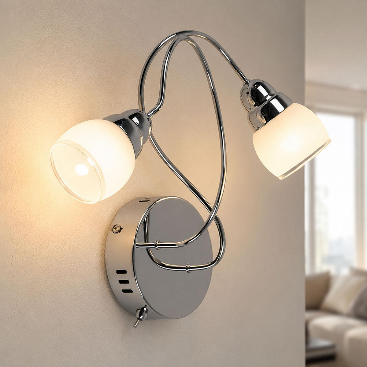 LED WANDLEUCHTE OHARA Metall Chrom - Silberfarben, Glas (35/30/12.5cm) - Esto