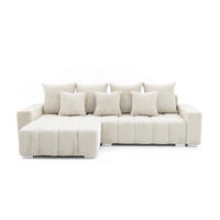 ECKSOFA PIANO L Links mit Schlaffunktion 137x234 Cord Creme - Silberfarben/Creme, Holz/Textil (278/178cm) - Muffo