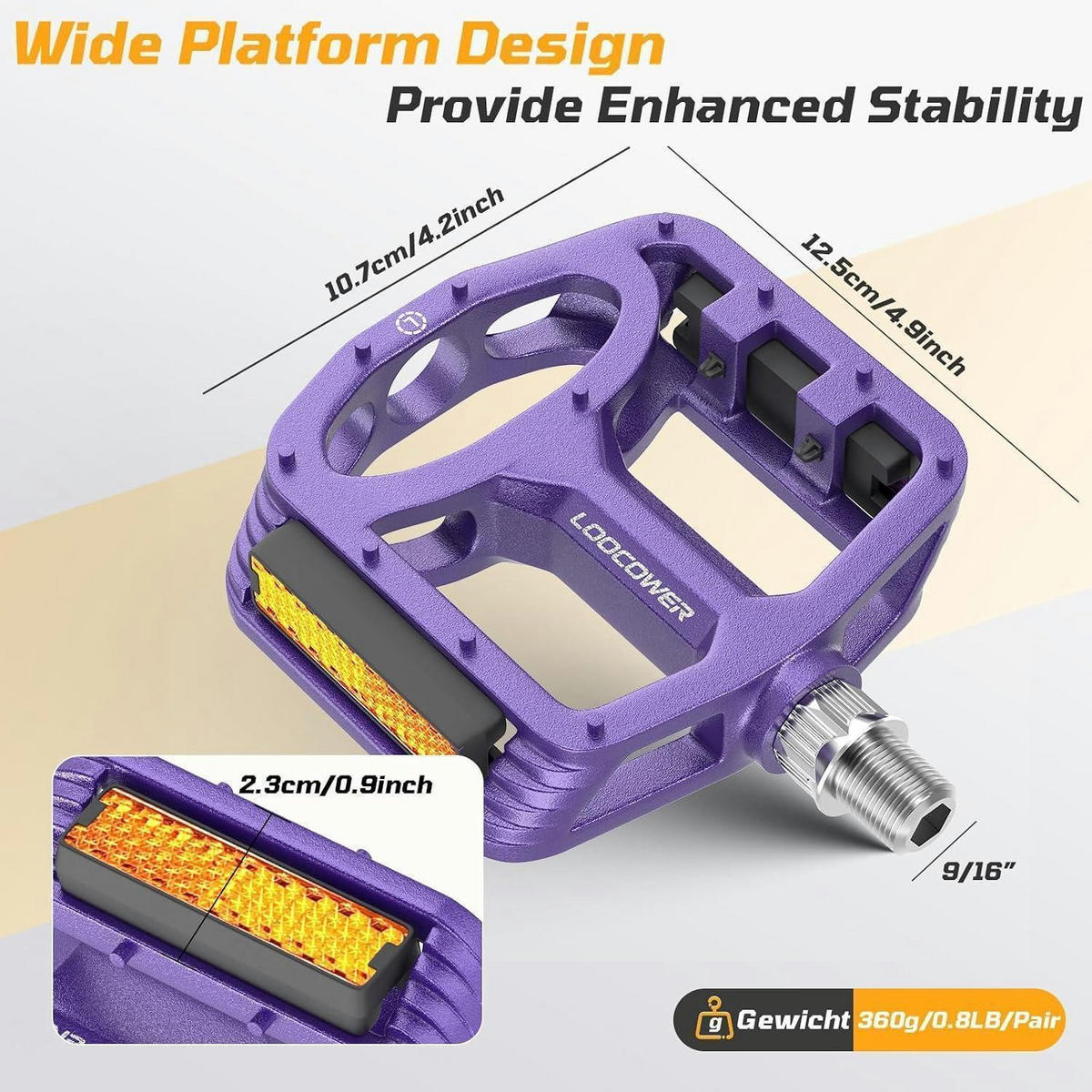 FAHRRADPEDALE Aluminium Plattform Violett mit Reflektoren - Violett, Metall (10/1.5/12cm)