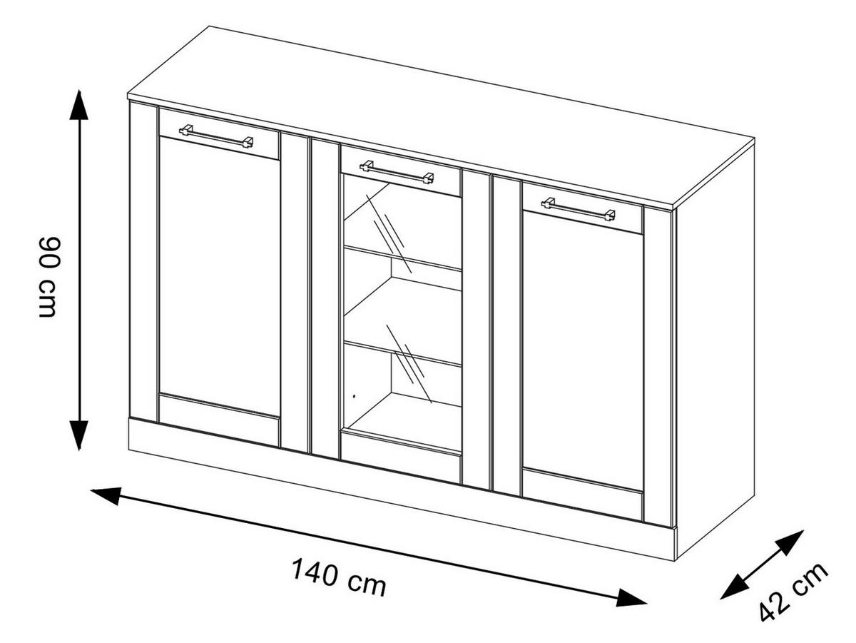 STANDVITRINE Cozy Eiche Rustikal 140 / 42 / 90cm - Eichefarben/Braun, Holz/Metall (140/90/42cm) - Feldmann-Wohnen