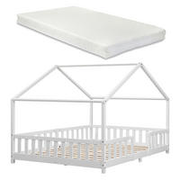 HAUSBETT Treviolo mit Matratze - Weiß, Holz/Textil (140/200cm) - [en.casa]