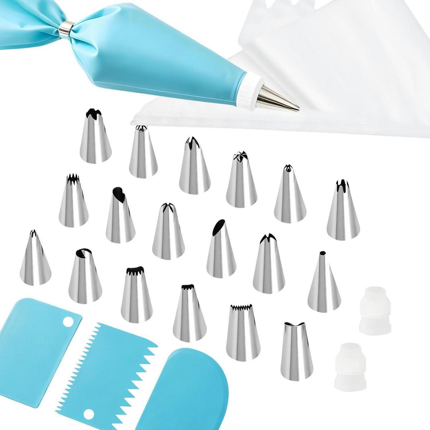 SPRITZBEUTEL Set 126-teilig mit Edelstahl-Tüllen und Schabern - Hellblau, Kunststoff (29.8/20.2/31cm)